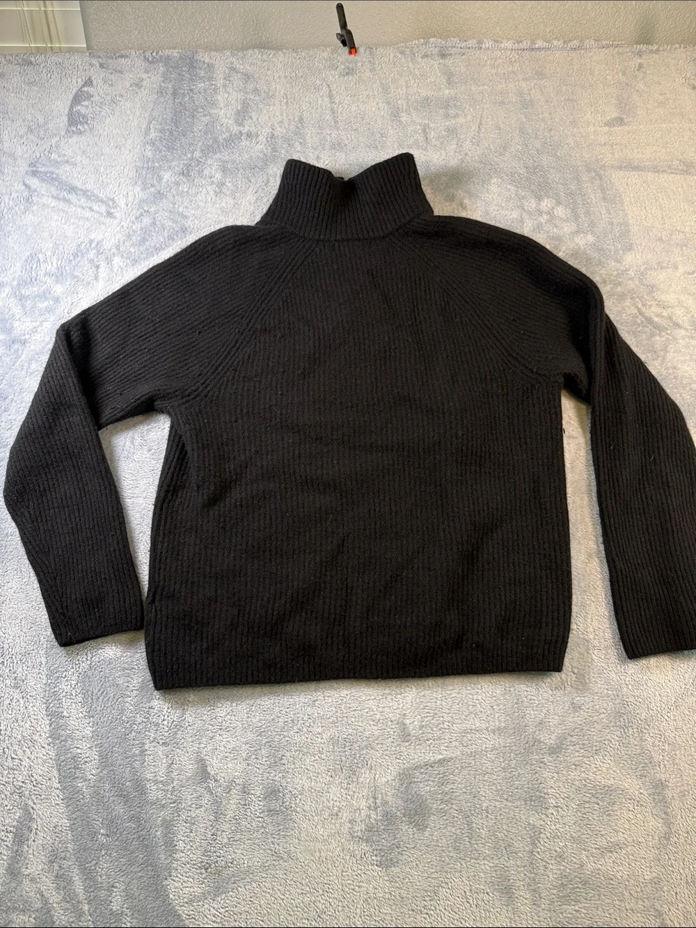 Banana Republic Mens Black Recycled Wool Ribbed Half-Zip Sweater M #3130